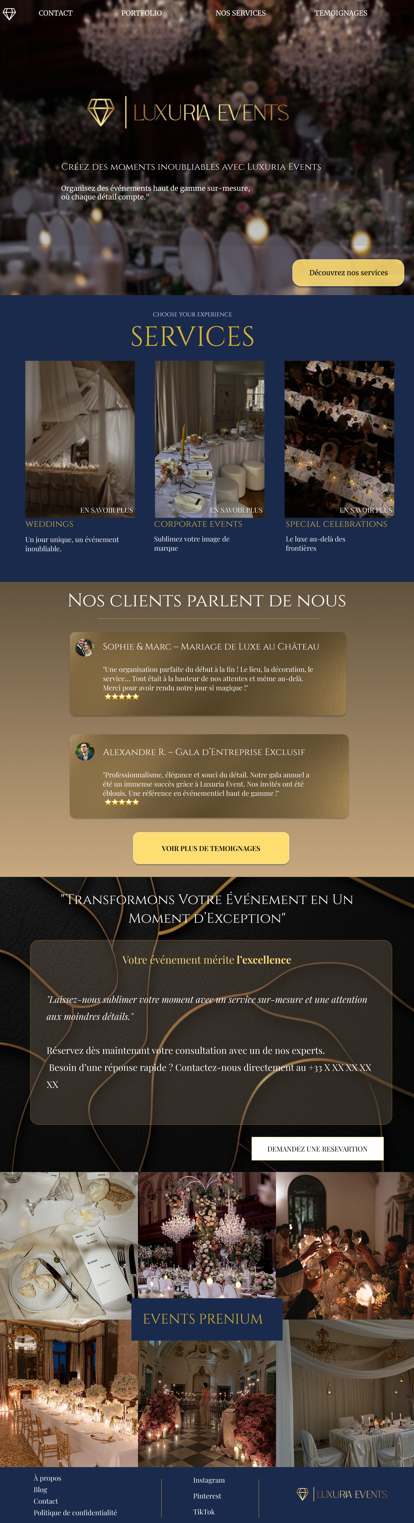 Maquette complète Luxuria Event