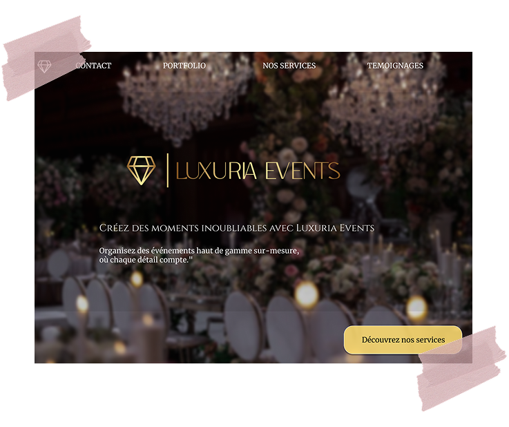 Mock‑up du site Luxuria Event